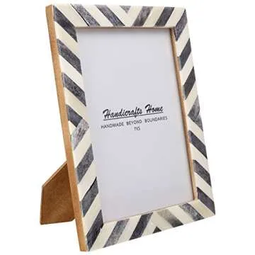 Handicrafts Home 5x7 Chevron Pattern Inspired Picture Frame - 5x7 Frames for Wall Hanging & Desk Decor, Vintage Decor, Living Room & Office Decor - Picture Frame for Photos, Nursery Decor Gifts, Grey
