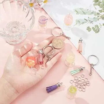 SUNNYCLUE 48Pcs Fruit Keychain Making Kit for Crafting
