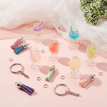 SUNNYCLUE 48Pcs Fruit Keychain Making Kit for Crafting