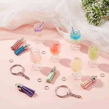 SUNNYCLUE 48Pcs Fruit Keychain Making Kit for Crafting