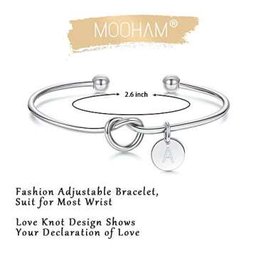 M MOOHAM Bridesmaid Proposal Gifts, Silver Tie the Knot Bridesmaid Bracelet with Initial A Bridesmaids Gifts for Wedding, Matron Maid of Honor Gift Bridal Party Gifts Wedding Jewelry