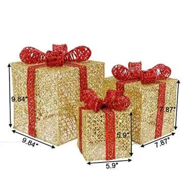 Sunnyglade Christmas Lighted Gift Boxes Set - 3 Sizes