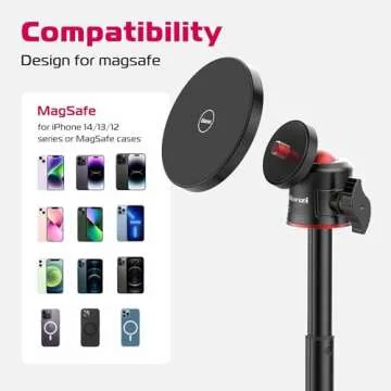 ULANZI Magnetic Cell Phone Tripod Compatible with MagSafe, 17.3" Extendable Mini Tabletop Tripod Selfie Stick with Cold Shoe, 360° Ball Head Tripod Stand Handle Grip for iPhone 16 15 14 13 12 Series