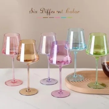 Elegant Physkoa Colored Wine Glasses Set - 6 Piece Gift Set