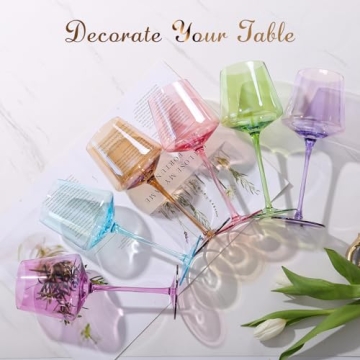 Elegant Physkoa Colored Wine Glasses Set - 6 Piece Gift Set