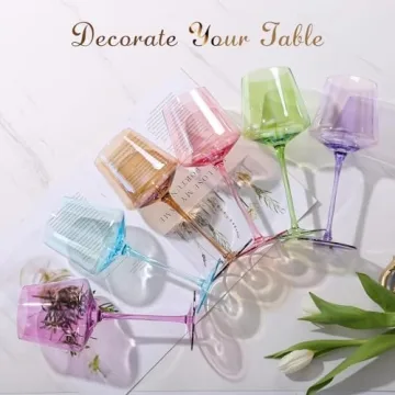 Elegant Physkoa Colored Wine Glasses Set - 6 Piece Gift Set