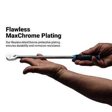 Capri Tools 1/4 in. Drive Fine 90-Tooth Extra Long Ratchet, Ergonomic Soft Grip, 12 in. Long
