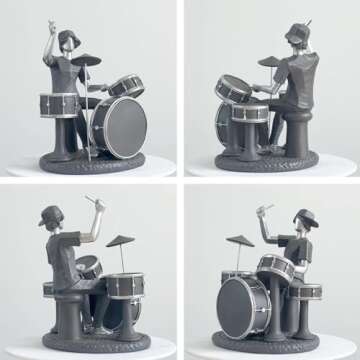NENBOLEC Music Decor Musical Statue Modern Gifts Polyresin Grey Sculpture 8.1inch