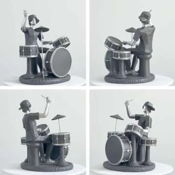 NENBOLEC Music Decor Musical Statue Modern Gifts Polyresin Grey Sculpture 8.1inch
