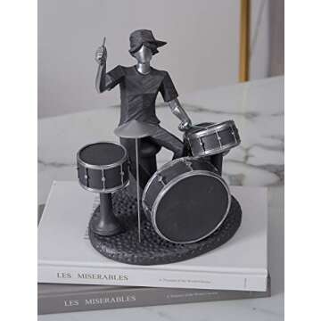 NENBOLEC Music Decor Musical Statue Modern Gifts Polyresin Grey Sculpture 8.1inch