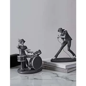 NENBOLEC Music Decor Musical Statue Modern Gifts Polyresin Grey Sculpture 8.1inch