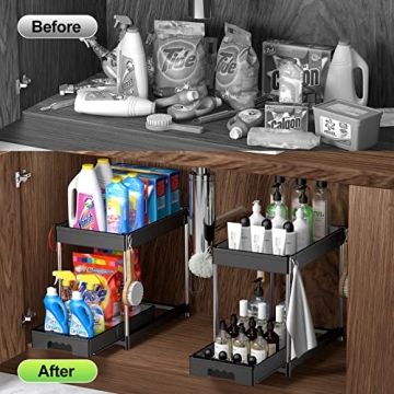 Under Sink Organizer with Sliding Drawers for Kitchen or Bathroom