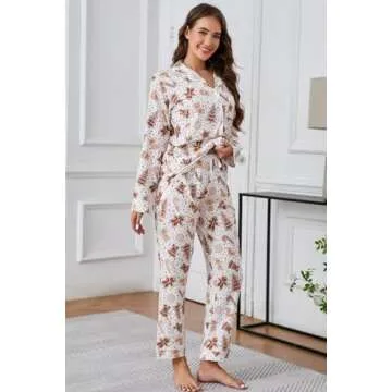 LUBOT Christmas Pajamas Soft 100% Cotton Sleepwear Set