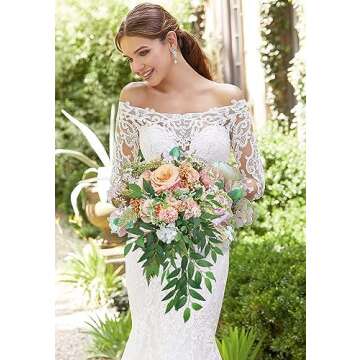 FUNORNAM 12Pcs Italian Ruscus Greenery Stems Artificial Silk Greenery Leaves Garland Vines Hanging Spray for DIY Wedding Arch Bouquet Filler Table Centerpieces Home Indoor Decor