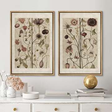 MUDECOR Framed Canvas Print Wall Art Wildflower Floral Botanical Nature Illustration Modern Art Deco...