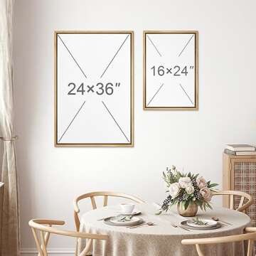 MUDECOR Framed Canvas Print Wall Art Wildflower Floral Botanical Nature Illustration Modern Art Decorative Multicolor Geometric Minimal for Bedroom - 24"x36"x2 NATURAL