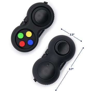 DUDDY-CAM™ Fidget Pad 8 Fun Features, Handheld Fidget Retro Controller Game Pad, Focus Toy, Anxiety Stress Relief Sensory for Children, Adults, ADD, ADHD & Skin Picker + Lanyard (Colorful)