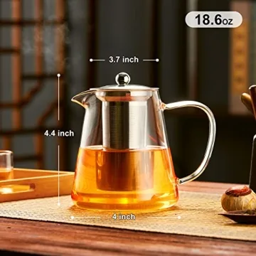 Elegant PARACITY Glass Teapot - 18.6 OZ Borosilicate Brewer