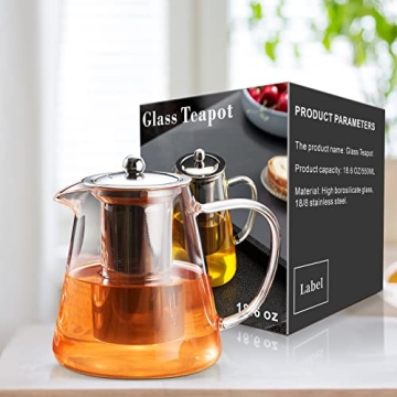 Elegant PARACITY Glass Teapot - 18.6 OZ Borosilicate Brewer