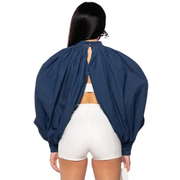 Trendy LETSVDO Women's Denim Crop Top and Bolero Shrug