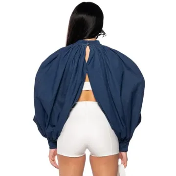 Trendy LETSVDO Women's Denim Crop Top and Bolero Shrug