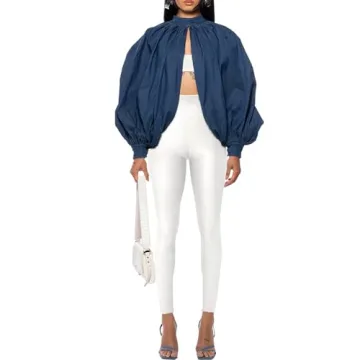 Trendy LETSVDO Women's Denim Crop Top and Bolero Shrug