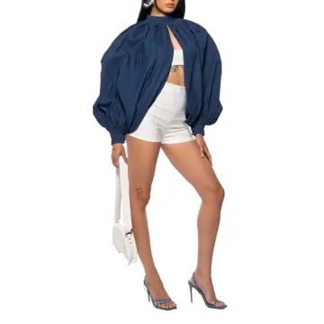 Trendy LETSVDO Women's Denim Crop Top and Bolero Shrug