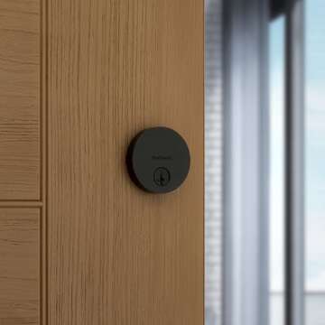 Kwikset Uptown Deadbolt Lock - Matte Black Round Exterior Keyed Front Entry Door with SmartKey Secur...