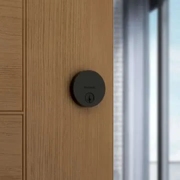 Kwikset Uptown Deadbolt Lock - Matte Black Round Exterior Keyed Front Entry Door with SmartKey Secur...