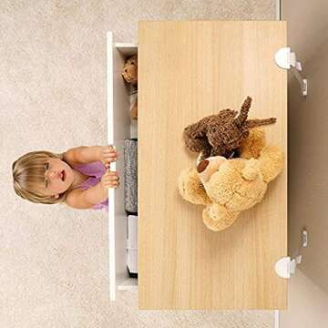 Qdos Safety Zero-Screw Furniture Anti-Tip Kit | White - Easy Installation, No Tools, Holds 200 lbs!