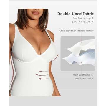 FeelinGirl Shapewear Bodysuits for Women Tummy Control Body Suits Deep V Neck Thong Body Shaper