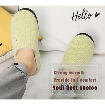 landeer Slippers for Men's and Women's Memory Foam House Shoes Indoor (lemon green,Women9-10/Men7-8)