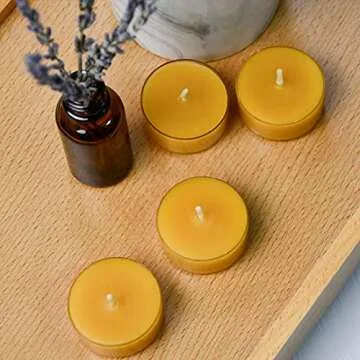 Natural Beeswax Tea Candles for Home Decoration - 20 Pack