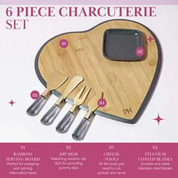 Paris Hilton Charcuterie Board & Serving Set - 6 Pieces