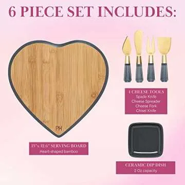 Paris Hilton Charcuterie Board & Serving Set - 6 Pieces