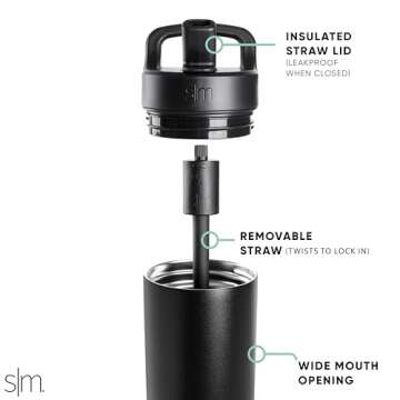 Simple Modern Water Bottle with Straw lid | Insulated Stainless Steel Thermos | Reusable Travel Wate...
