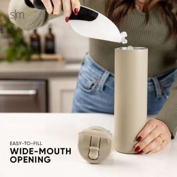 Simple Modern Water Bottle with Straw lid | Insulated Stainless Steel Thermos | Reusable Travel Water Bottles for Gym & Sports | Leak Proof & BPA Free | Mesa Collection | 24oz, Almond Birch