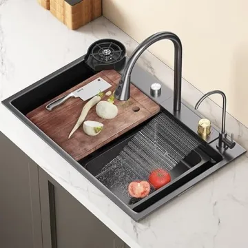 Premium Stainless Steel Waterfall Kitchen Sink with Accessories