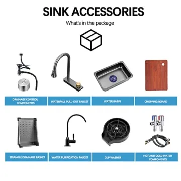 Premium Stainless Steel Waterfall Kitchen Sink with Accessories