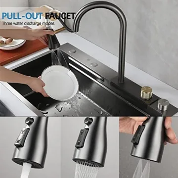 Premium Stainless Steel Waterfall Kitchen Sink with Accessories