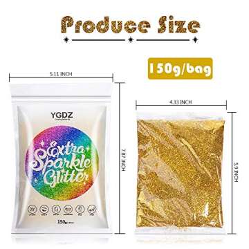 Gold Glitter, Glitter, YGDZ Christmas Glitter 150g/5.29OZ Extra Fine Glitter for Crafts, Craft Glitt...