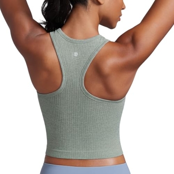 High Neck Built-in Bra Crop Tank Top for Activewear