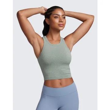 High Neck Built-in Bra Crop Tank Top for Activewear