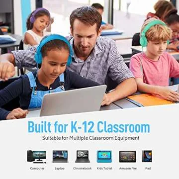AILIHEN Kids Headphones Bulk 10-Pack for School Classroom K-12, On-Ear Wired Headsets with Microphone & 85dB Volume Limited & Sharing, 3.5mm Jack for Chromebook, Computer, Laptop