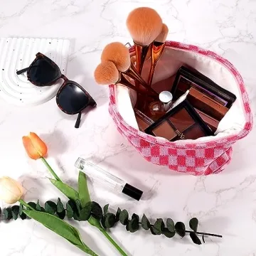 Stylish 2Pcs Checkered Makeup Bag Set for Women