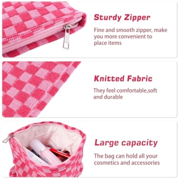 Stylish 2Pcs Checkered Makeup Bag Set for Women