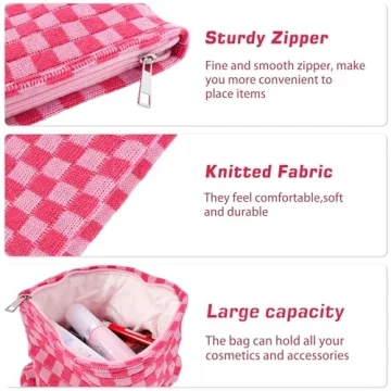Stylish 2Pcs Checkered Makeup Bag Set for Women