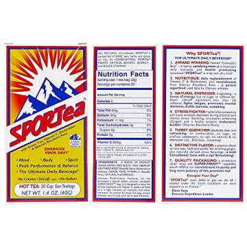 SPORTea Hot | Natural Decaf Energy Drink w/Yerba Mate, Siberian Ginseng, Green & Black Tea, Electrol...