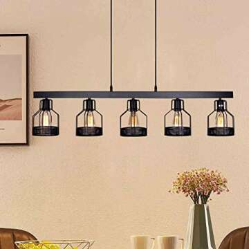 Farmhouse Pendant Light with Adjustable Height and Dimmer