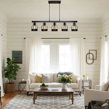 Farmhouse Pendant Light with Adjustable Height and Dimmer
